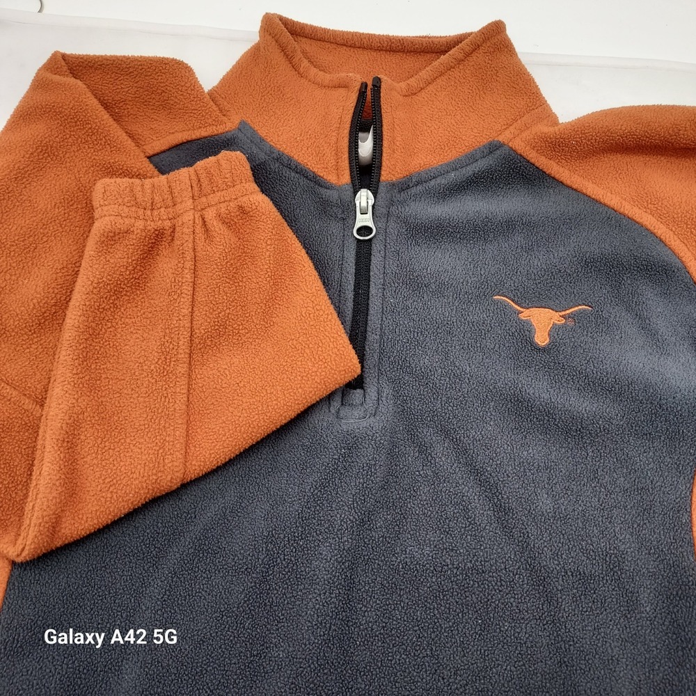 Knights Apparel Texas Longhorns Boys Fleece Quarter Zip Pullover Orange Grey 6/7
